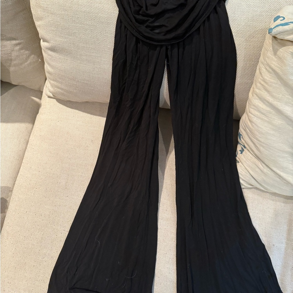 Hard Tail Black Flared Pants with High Waist and Matte Finish
